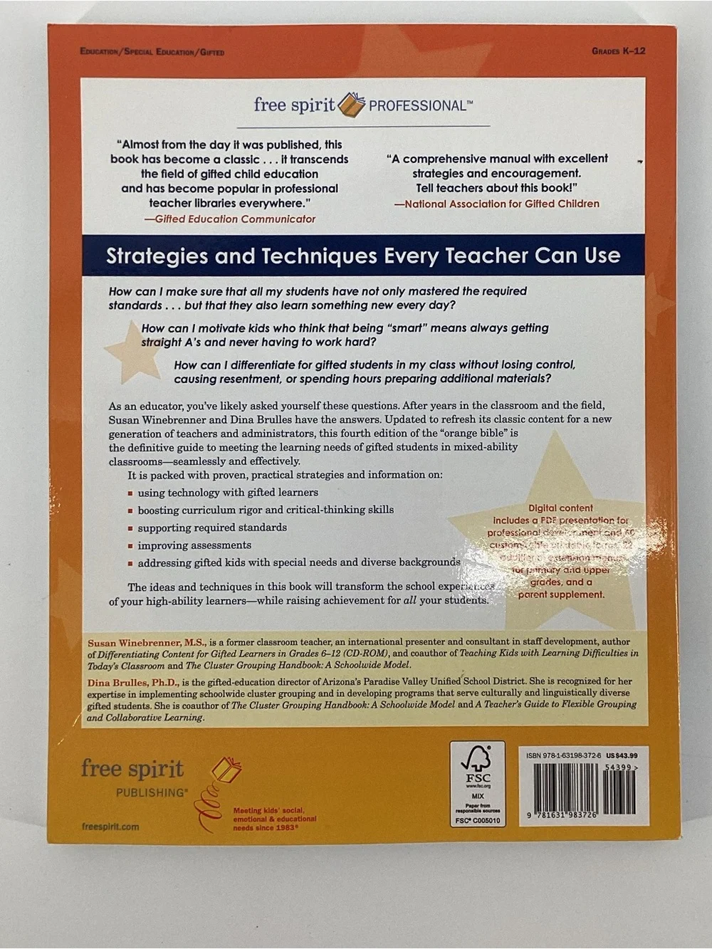 Susan Winebrenner Teaching Gifted Kids in Today's Classroom - Orange Cover
